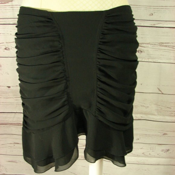 Black Ruched Ruffle Edged Skirt Sz 8 - Picture 1 of 15